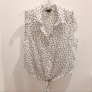 Polka dot collared tank